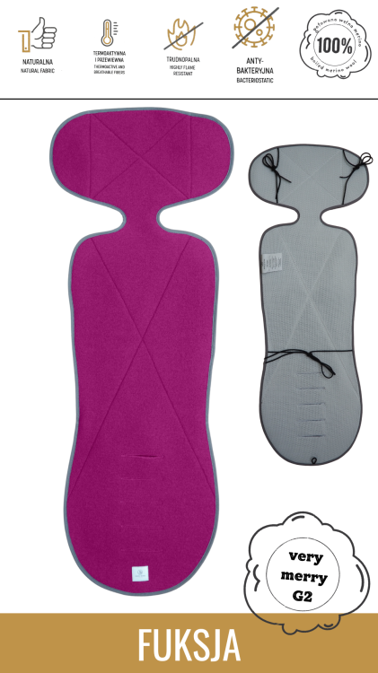 Wkładka do fotelika SIMPLE WOOL | G2 Very Merry 2.0 | FUKSJA | - obrazek 2