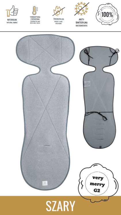 Wkładka do fotelika SIMPLE WOOL | G2 Very Merry 2.0 | GREY | - obrazek 2