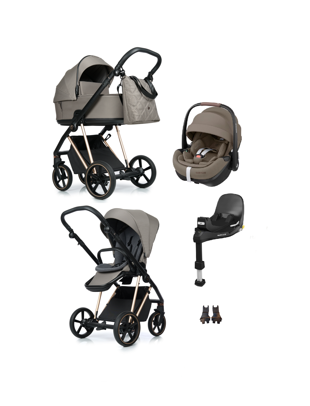 Zestaw 4w1 | Roan Ivi 2.0 kol. Mocca | Maxi Cosi Pebble 360 PRO 2 | baza obrotowa – wysuwana |