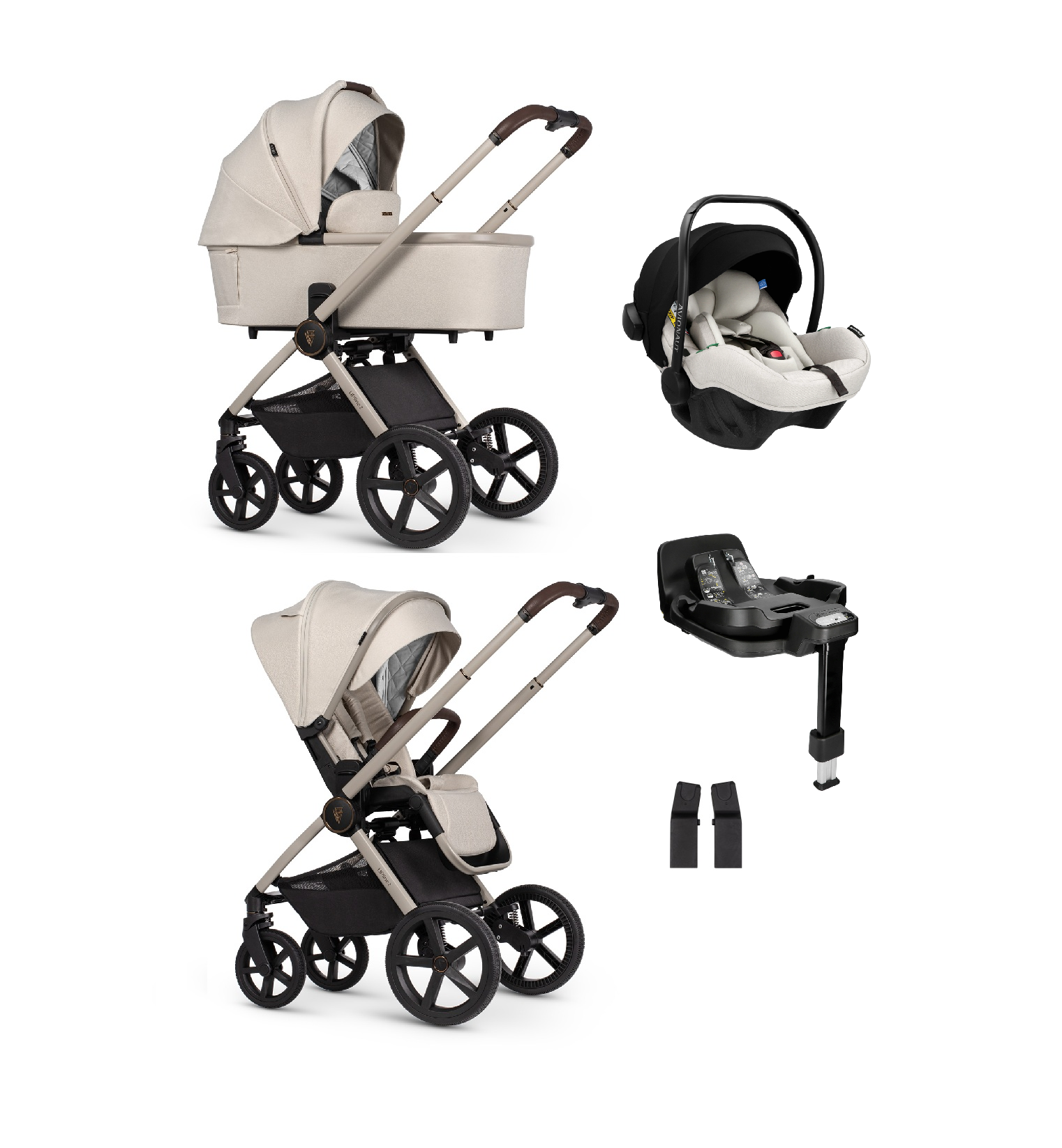 Zestaw 4w1 | Venicci Upline 2 kol. Stone Beige | Avionaut Pixel Pro 2.0C | baza obrotowa IQ Orbit |