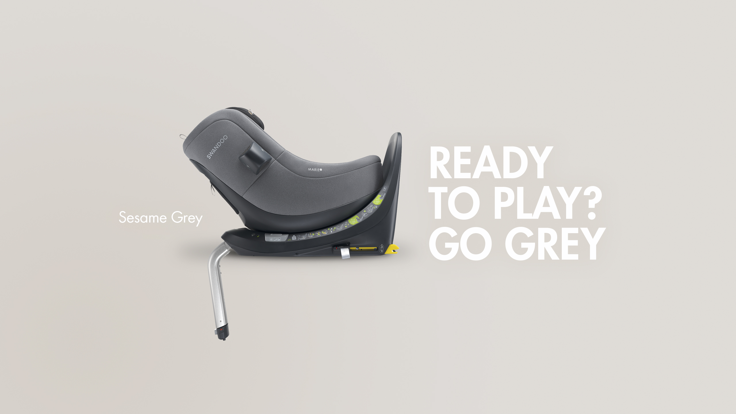 SWANDOO MARIE 5 | obrotowy fotelik samochodowy | 40-105cm | 0-18kg | Sesame Grey - obrazek 3