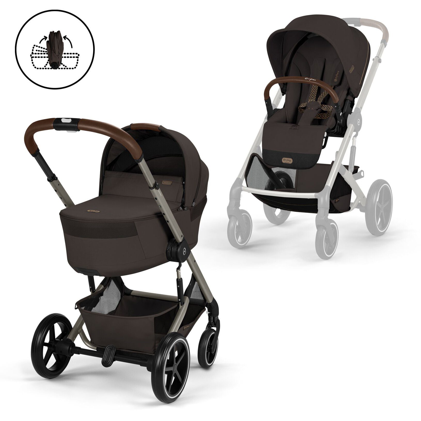 Cybex Balios S LUX 2026 | wózek wielofunkcyjny 2w1 ze skladaną gondolą | Chocolate Brown | - obrazek 2