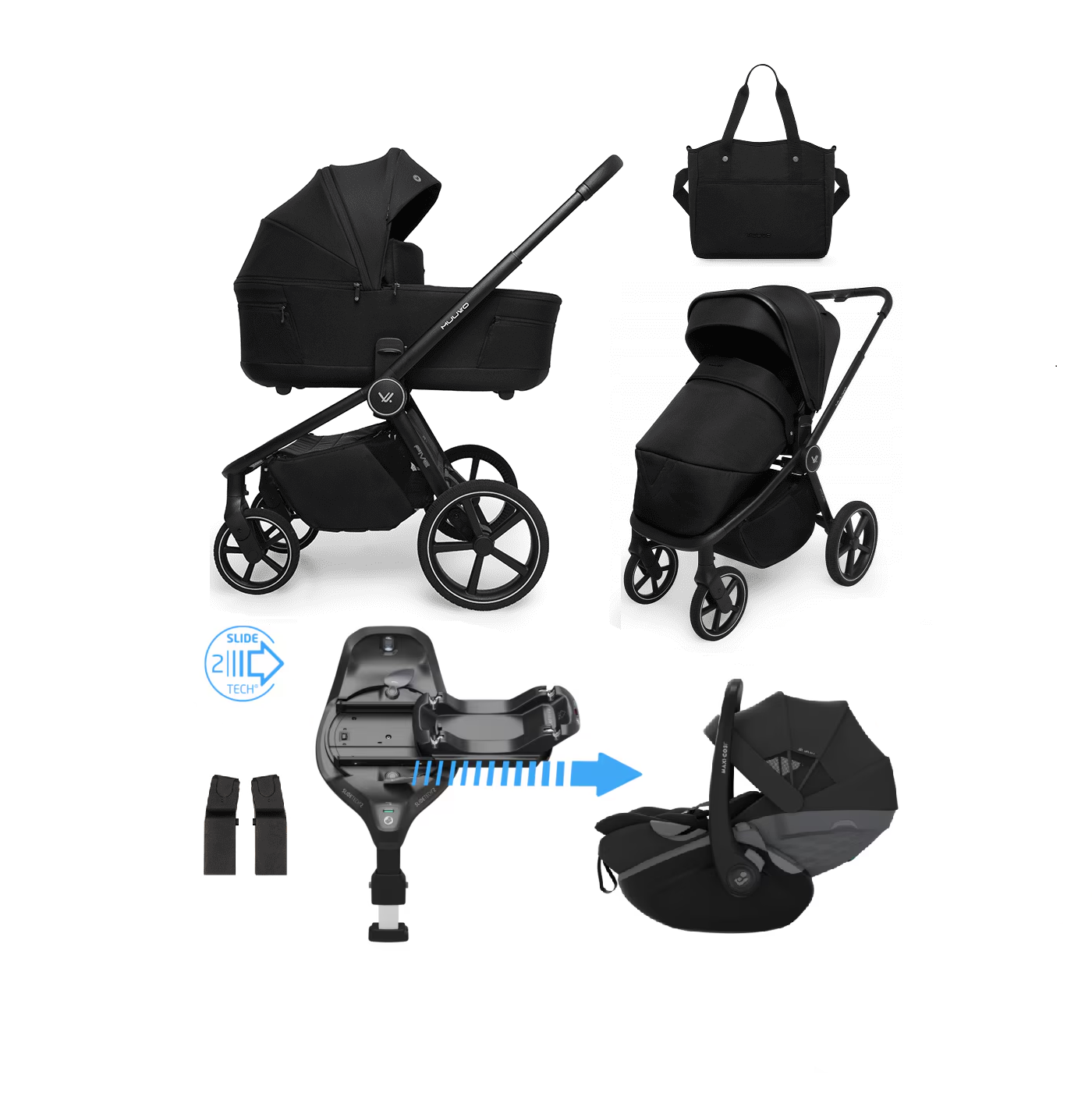 Zestaw 4w1 Muuvo Five Classic Black z Pebble Slide Pro