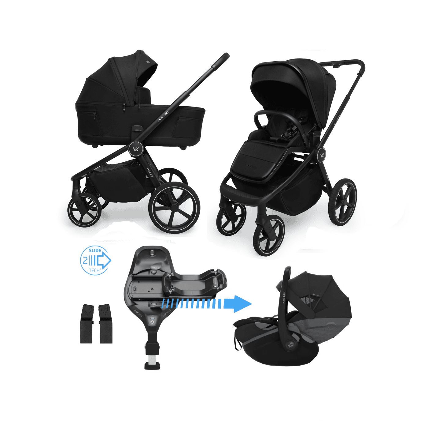 Zestaw 4w1 Muuvo Fold Classic Black z Pebble Slide Pro
